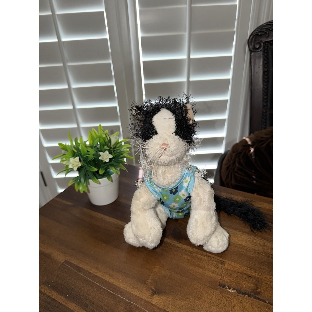 GANZ Webkinz Plush  Black & White Cat HS016 LIL' KINZ‎ NO CODE Stuffed Animal
